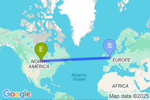 Map of the flight from London Gatwick to Thief River Falls
