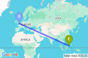 Map of the flight from London Gatwick to Tawitawi