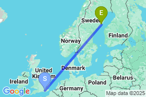 Map of the flight from London Gatwick to Umea