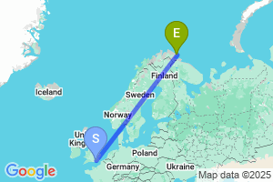 Map of the flight from London Gatwick to Vardoe Lufthaun