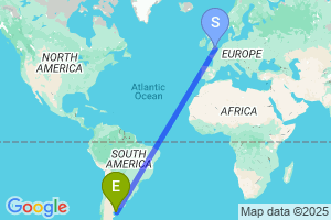 Map of the flight from London Gatwick to Viedma
