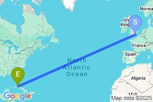 Map of the flight from London Gatwick to Varadero