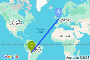 Map of the flight from London Gatwick to Santa Cruz Viru Viru