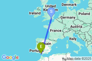 Map of the flight from London Gatwick to Jerez