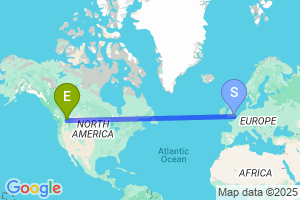 Map of the flight from London Gatwick to Castlegar