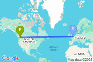 Map of the flight from London Gatwick to Kelowna