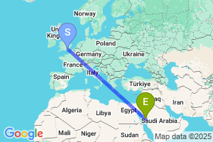 Map of the flight from London Gatwick to Yanbu