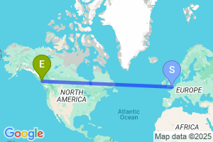 Map of the flight from London Gatwick to Terrace