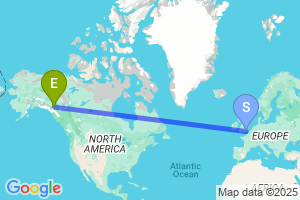 Map of the flight from London Gatwick to Whitehorse