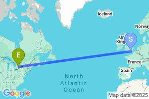 Map of the flight from London Gatwick to Toronto Pearson International