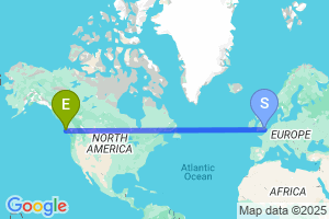 Map of the flight from London Gatwick to Port Hardy