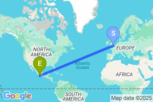 Map of the flight from London Gatwick to Ixtapa / Zihuatanejo