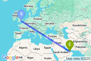 Map of the flight from London Heathrow to Al Ain