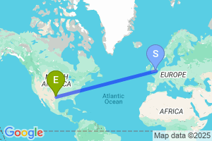 Map of the flight from London Heathrow to Abilene