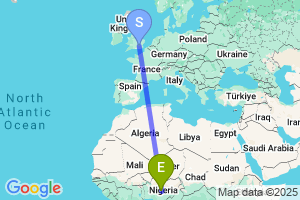 Map of the flight from London Heathrow to Abuja