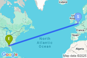 Map of the flight from London Heathrow to Albany