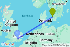 Map of the flight from London Heathrow to Angelholm Helsingborg