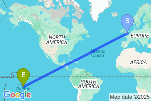 Map of the flight from London Heathrow to Ahe