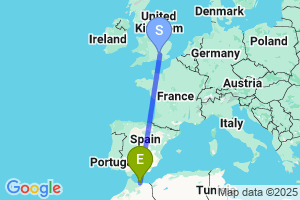 Map of the flight from London Heathrow to Al Hoceima