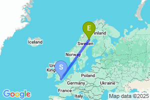 Map of the flight from London Heathrow to Arvidsjaur