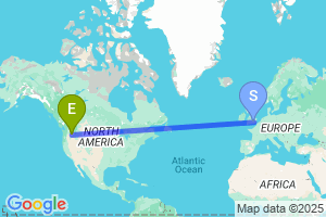 Map of the flight from London Heathrow to Walla Walla
