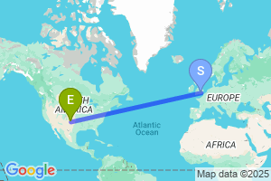 Map of the flight from London Heathrow to Amarillo