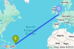 Map of the flight from London Heathrow to Saint John's