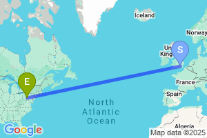 Map of the flight from London Heathrow to Martinsburg