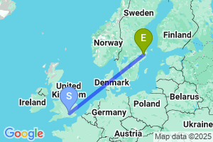 Map of the flight from London Heathrow to Stockholm Arlanda