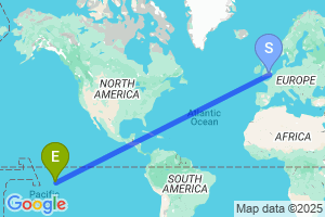 Map of the flight from London Heathrow to Atuona