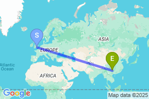 Map of the flight from London Heathrow to An Shun