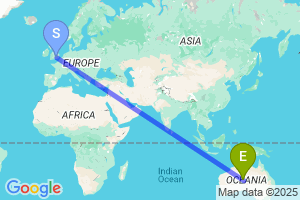 Map of the flight from London Heathrow to Ayers Rock / Connellan