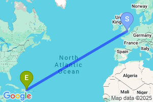 Map of the flight from London Heathrow to El Catey