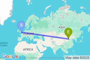 Map of the flight from London Heathrow to Baotou