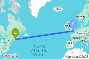 Map of the flight from London Heathrow to Bangor