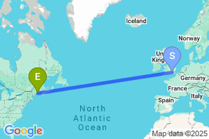 Map of the flight from London Heathrow to Bar Harbor