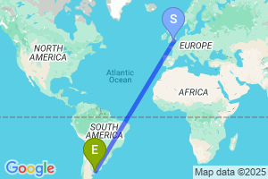 Map of the flight from London Heathrow to Bahia Blanca