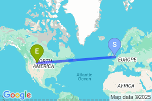 Map of the flight from London Heathrow to Billings