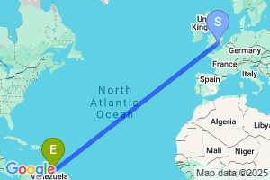 Map of the flight from London Heathrow to Barcelona