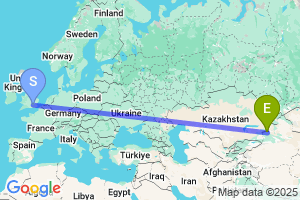 Map of the flight from London Heathrow to Bole