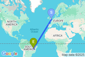 Map of the flight from London Heathrow to Barreiras