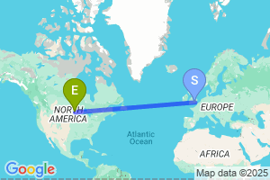 Map of the flight from London Heathrow to Brainerd