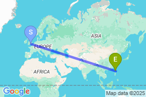 Map of the flight from London Heathrow to Basco