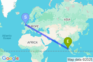 Map of the flight from London Heathrow to Banda Aceh
