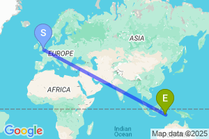 Map of the flight from London Heathrow to Baubau