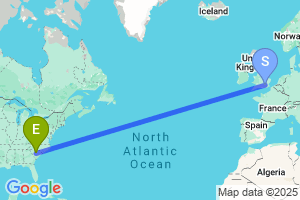 Map of the flight from London Heathrow to Columbia