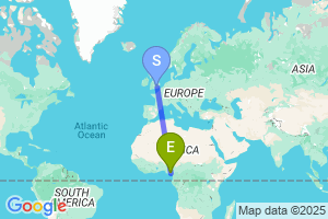 Map of the flight from London Heathrow to Calabar