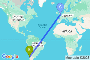 Map of the flight from London Heathrow to Concepcion