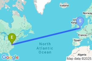 Map of the flight from London Heathrow to Charlottesville