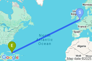 Map of the flight from London Heathrow to Camaguey